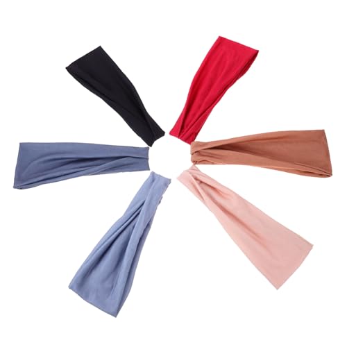 Veemoon 6 Stück Elastische Sport Stirnbänder für Damen Einfarbige Yoga Headbands Rutschfest Atmungsaktiv für Fitness und Training Schwarz Weinrot Kaffee Khaki Hellgrau Dunkelgrau von Veemoon