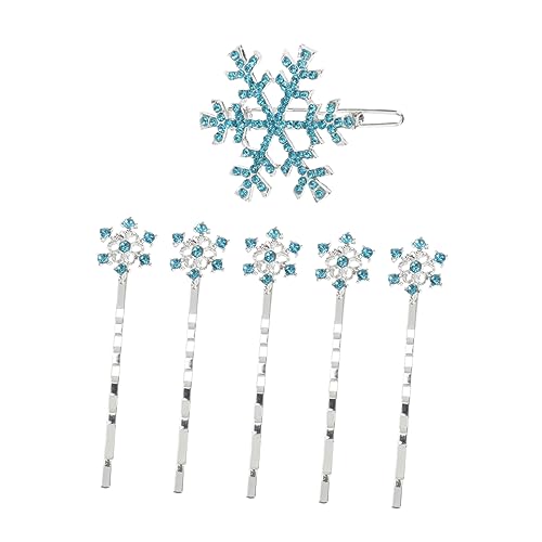 Veemoon 6 Stück Schneeflocken Haarnadeln Für Kinder Gemischte Haarspangen Aus Bändern Haarschmuck Für Mädchen Strass Haarclips Weihnachts Haaraccessoires von Veemoon