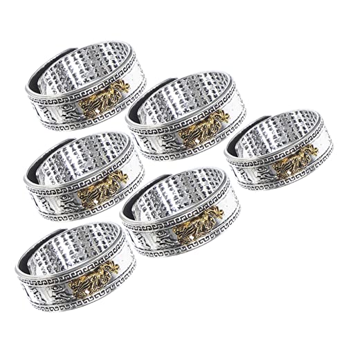 Veemoon 6 Stück Herrenring Vintage Dekorativer Glücksbringer für Männer Vielseitig Kombinierbar für Partys Anlässe Einzigartiges Design Verarbeitung Bringt von Veemoon