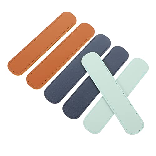 Veemoon 6 Stück PU Leder Stifthalter Teilig Stiftschutzhülle für Füllfederhalter und Bleistifte Leichter Praktischer Stiftschlauch Dunkelblau Hellblau und Dunkelbraun für Schule und Büro von Veemoon