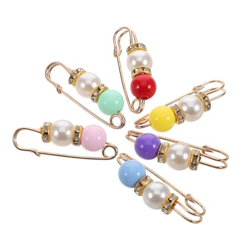 Veemoon 6 Stück Taillenknopf mit Perlen Rock Halter Hosen Taille Brosche Set Kunstperlen Brosche Verstellbare Brosche Hosenclip Kleidernadel Knopfspanner für Jeans Taillenstraffer Plastik von Veemoon