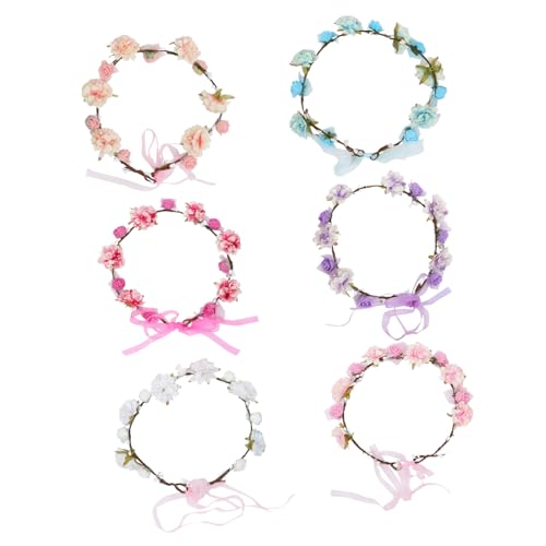 Veemoon 6 Stück Teiliges Blumen Haarreif mit Gummizug Simulierter Blütenkopfschmuck für Mädchen und Damen Farbenfrohes Stirnband für Urlaub Party und Alltag Zierliches Design für von Veemoon