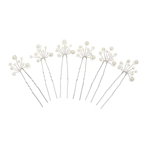 Veemoon 6 Stück Teiliges Braut Haarschmuck U Förmige Perlen Haarnadeln Elegant für Hochzeit Party Damen Langlebig und Handgefertigt mit Glänzender Oberfläche von Veemoon