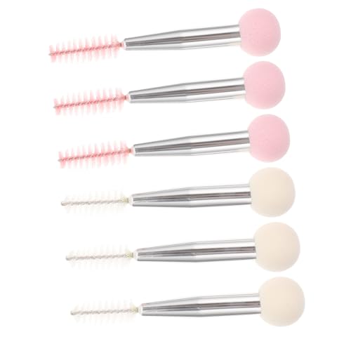 Veemoon 6 Stück Teiliges Doppelkopf Make Up Schwämmchen für Augenbrauen und Wimpern Wiederverwendbare Leichte Kosmetik Tools in Weiß und Rosa für Mascara Concealer Foundation von Veemoon