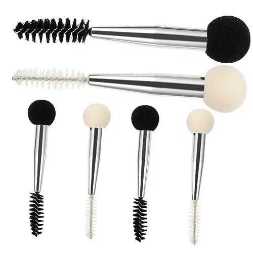 Veemoon 6 Stück Teiliges Doppelseitiges Make Up Pinselset mit Schwammspitze Leicht und Kompakt für Foundation Blush Mascara Robustes Design für Professionelle Schminkanwendung für Reisen von Veemoon