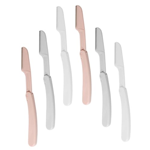 Veemoon 6 Stück Teiliges Faltbare Augenbrauenrasierer aus Edelstahl und Resin Hautfreundlich Langlebig Rutschfester Griff Präziser Trimmer für Natürliche Glatte Augenbrauen für Frauen von Veemoon