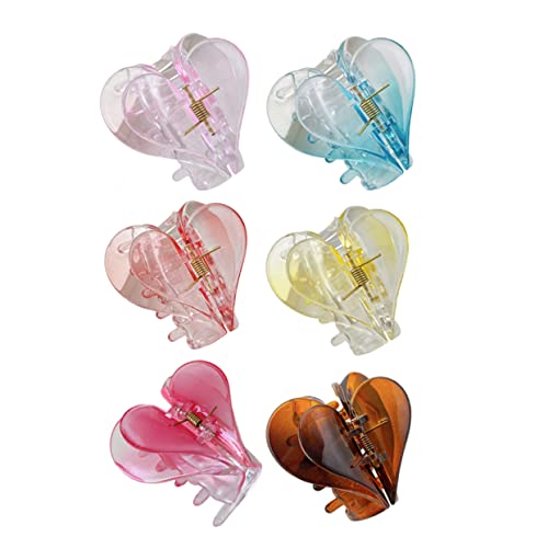 Veemoon 6 Stück Teiliges Haarklammer Herzform Haarkrallenclips aus Robustem Rutschfestes Design mit Starken Zähnen für Dickes und Dünnes Haar für Damen bei Reisen Baden und Alltag von Veemoon