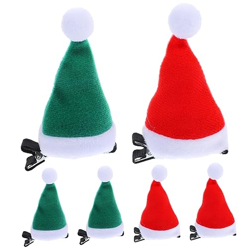Veemoon 6 Stück Teiliges Mini Weihnachtsmützen Haarspangen Niedliche Santa Hat Clips Rot und Grün Festliche Haarschmuck für Damen für Weihnachtsfeiern und Party Accessoires von Veemoon