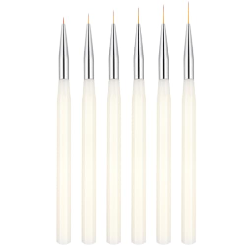 Veemoon 6 Stück Teiliges Nageldesign Pinselset Tragbare Maniküre Malpinsel mit Komfortablem Griff für Kreative Nail Art Anwendungen für DIY Nageldesigns von Veemoon