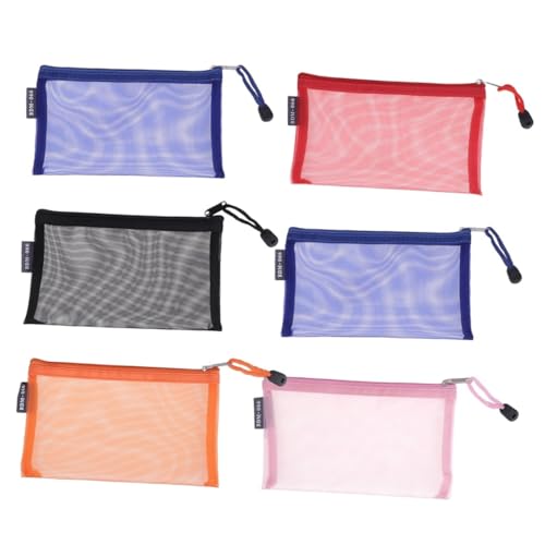 Veemoon 6 Stück Teiliges Netzstoff Zipper Beutel Multifunktionale Reise Organizer für Stifte Kosmetik und Kleinteile Leichter Nylon Material für Schule und Büro von Veemoon
