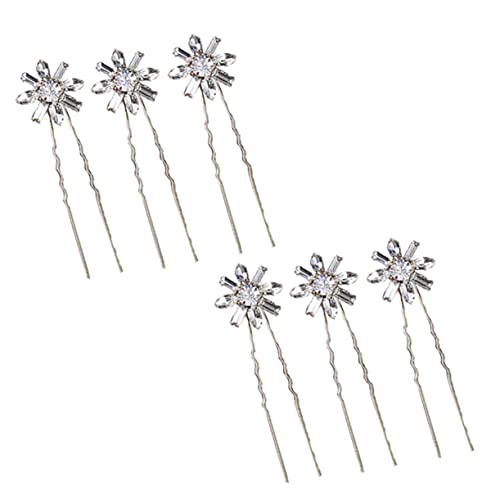 Veemoon 6 Stück Teiliges Set U Förmige Hochwertige Funkelnde Haarnadeln Kristallblumen Brautschmuck für Hochzeit Party Festival Damen Glamouröse Haarklammern mit Einzigartigem Design von Veemoon