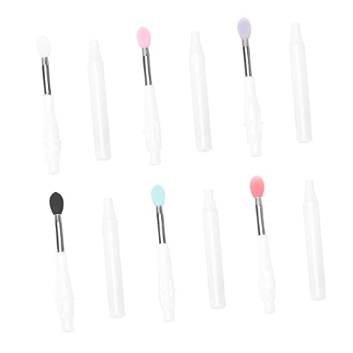 Veemoon 6 Stück Teiliges Silikon Lippenpinsel mit Deckel Tragbarer Lippenstift und Lidschatten Handlich Leicht zu Reinigen für Make Up Unterwegs und Präzises Auftragen von Veemoon