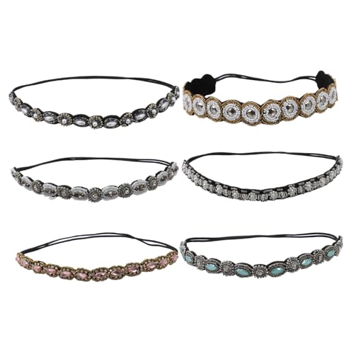 Veemoon 6 Stück Teiliges Strass Haarband Elastisch mit Kristallbesatz Haarschmuck für Frauen und Mädchen Rutschfest Vielseitig für Alltag und Festliche Anlässe Geeignet von Veemoon