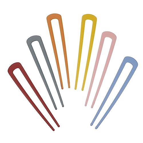 Veemoon 6 Stück Teiliges U Förmiges Haarnadel Bunte Haarschmuck Haarforken Rutschfeste Frosted Haarklammern für Damen Vielseitige Frisurengestaltung Wie Dutt und Zufällige Zufällige Farbe von Veemoon