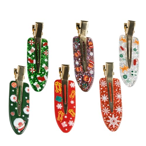 Veemoon 6 Stück Teiliges Weihnachts Haarspangen aus Langlebigem Acryl und Metall Festliche Haarklammern mit Verschiedenen Designs Rutschfest und Vielseitig für Mädchen zu Weihnachten von Veemoon