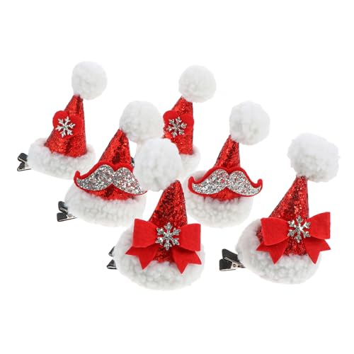 Veemoon 6 Stück Teiliges Weihnachtsmütze Haarschmuck Glänzende Pailletten Haarspangen für Mädchen und Erwachsene Festliche Haarclips für Party und Alltag von Veemoon