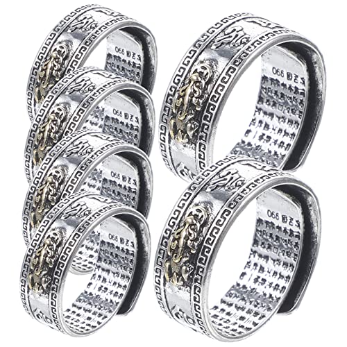 Veemoon 6 Stück Vintage Metallring für Männer Teiliges Glücksring mit Chinesischem Design Langlebiges für Damen Herren Modisches Accessoire zur Steigerung Ihres Charismas von Veemoon