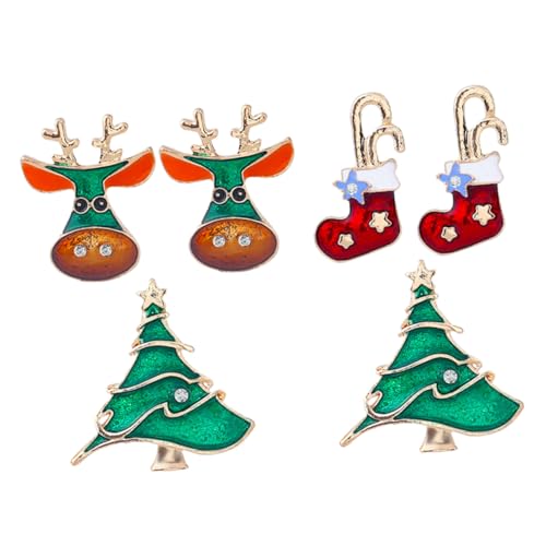 Veemoon 6 Stück Weihnachtsstrumpf Brosche Rentier Brosche Anstecknadel Weihnachtsgeschenk Brosche Anstecknadeln Krippendekor Anstecknadel Anzüge Brosche Dekoration Damen von Veemoon