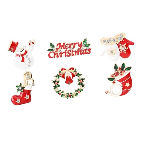 Veemoon 6-teiliges Weihnachtsbroschen-Set Mit Funkelnden Strass Kristallen – Mini Anstecker Legierung Für Kleidung Taschen Und Jacken – Perfekter Weihnachtsschmuck Für DIY Projekte von Veemoon