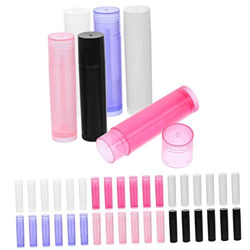 Veemoon 60 Stück Leere Lippenstift Tuben für DIY Lip Gloss Nachfüllbare Lippenbalsam Behälter Tragbare Kosmetik für Reisen und Alltag Weiß Transparent Rosa Rot Schwarz von Veemoon