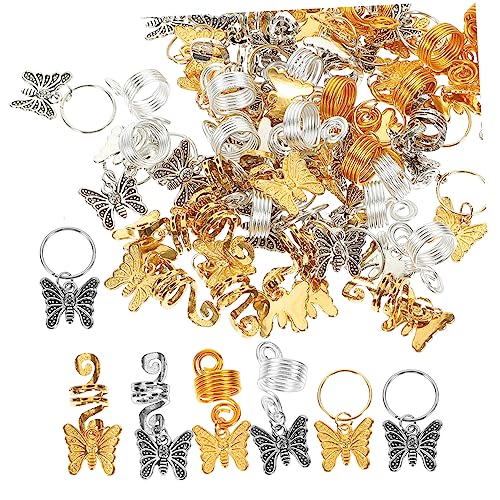 Veemoon 60 Stück Teiliges Haarschmuck für Zöpfe Metall Dreadlock Schmuck Butterfly Haarringe Flecht Accessoires für Damen und Mädchen Einfache Anwendung Werkzeug Vielseitig für Partys und von Veemoon
