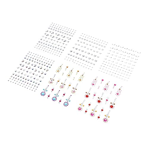 Veemoon 6Blätter Augenbrauen Edelsteine Aufkleber Glitzernde Gesichtsschmuckstücke für Partys Make Up Zubehör Wasserfeste Akzentuierung für Festivals und Maskeraden von Veemoon