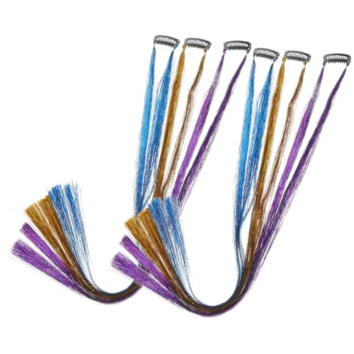 Veemoon 6Stücke Glitzer Haarverlängerungen Lametta Stränge Glitzernde Haar Accessoires für Damen für Cosplay Partys Veemoon 6Stücke Glitzer Haarverlängerungen Lametta Stränge Glitzernde Haar Accessoires für Damen für Cosplay Partys von Veemoon