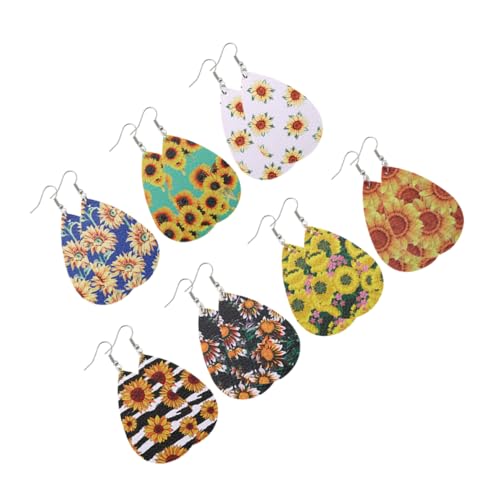 Veemoon 7 Paar Sunflower PU Ohrringe Ohrhänger für Frauen Kreative Schmuckstücke für Leicht und Tragbar Perfektes für Freunde und Familie von Veemoon