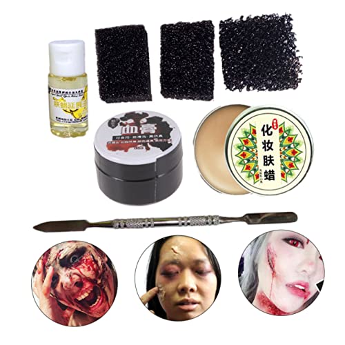 Veemoon 7 Stück Halloween Makeup Set Teiliges Set mit Hautwachs Fake Blood Gel und Spezialeffekten für Grusel Make Up Karneval und Cosplay von Veemoon