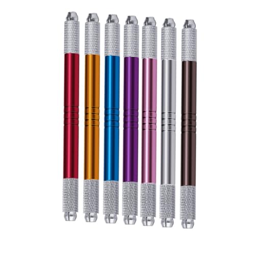 Veemoon 7 Stück Professioneller Microblading Augenbrauenstift Teiliges Doppelseitiger Tattoo Pen Wasserfester Beauty Pen Präzise Metallspitze Geeignet für Kosmetikstudio und Heimgebrauch von Veemoon