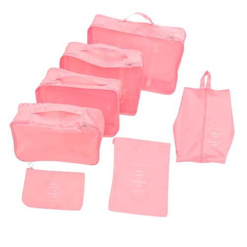Veemoon 7 Stück Reise-Aufbewahrungstasche Reise-Kosmetiktasche Taschen Für Reisen Kompression Von Packwürfeln Mesh-fenstertasche Veranstalter Geldbörse 290t Doppelseitiger Twill-Stoff von Veemoon