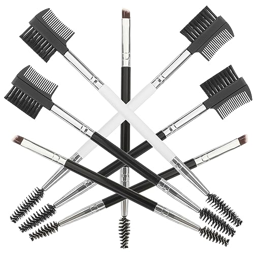 Veemoon 7 Stück Teiliges Doppelseitiges Make Up Pinselset mit Langlebigen Weichen Borsten Ergonomischem Kunststoffgriff Vielseitig für Augenbrauen Lidschatten und Wimpern Perfektes Profi von Veemoon