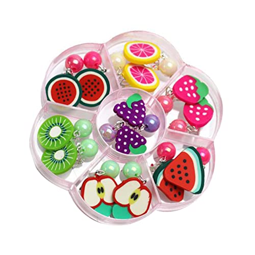 Veemoon 7paare Obst-ohrclips Für Mädchen Frucht-ohrring-clips Perlen-ohrschmuck Ohne Piercing Obstschmuck Für Besondere Anlässe von Veemoon