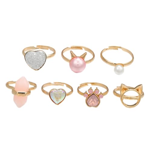 Veemoon 7stücke Verstellbare Metallringe Für Mädchen Junge Mädchen Fingerringe Spielzeug Schmuck Ringe Zum Auskleiden Partygeschenk von Veemoon