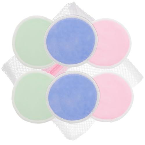 Veemoon 7Stücke Wiederverwendbare Makeup Entferner Pads Set aus Bambusfaser Teilig Waschbar Blau Grün Aufbewahrungstasche für Hautpflege von Veemoon