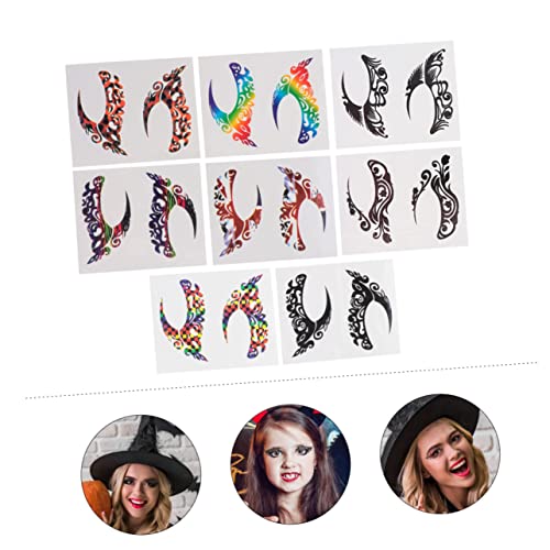 Veemoon 8 Paare Temporäre Augen Make Up Sticker Bunte Glänzende Eyeliner Tattoos Gesichtsschmuck Aufkleber für Party Halloween Festival Karneval Langlebig Einfach Anzubringen von Veemoon