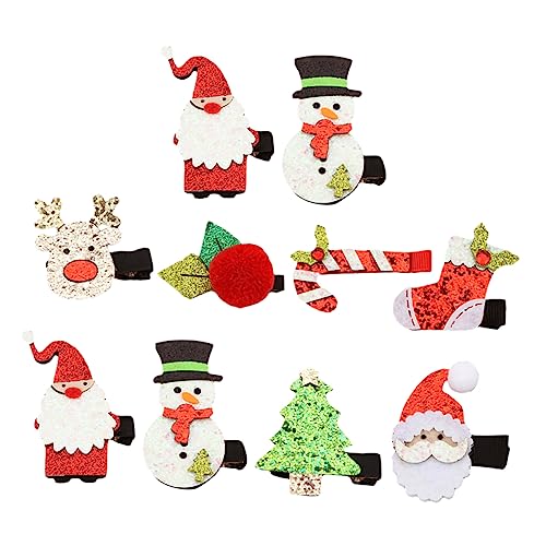 Veemoon 8 Sätze Teiliges Weihnachts Haarschmuck Set Bunte Haarspangen mit Rentier Schneemann Weihnachtsmann und Socke Handgefertigte Sichere Haarclips für Damen Festliche Accessoires für von Veemoon