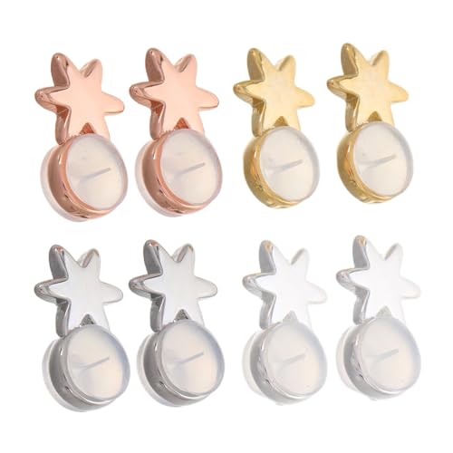 Veemoon 8 Stück Teiliges Ohrring Stopper aus Metall und Silikon Sechseckige Rutschfeste Ohrstecker Unterstützung Gold Weißgold Silber und Roségold Drop Earring Lifter für Frauen von Veemoon