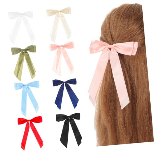 Veemoon 8 Stück Teiliges Polyester Haarschleifen mit Alligatorclip Rutschfest Langlebig für Damen Mädchen Modische Haarklammern Lang Anhaltender Griff von Veemoon
