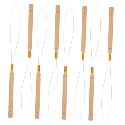 Veemoon 8stücke Teiliges Set Mit Holzgriff Für Haarverlängerungsschlaufennadeln Häkelnadel-werkzeuge Für Perlen Und Mikroringe Haarstyling-gerät Für Perücken Und Flechten von Veemoon