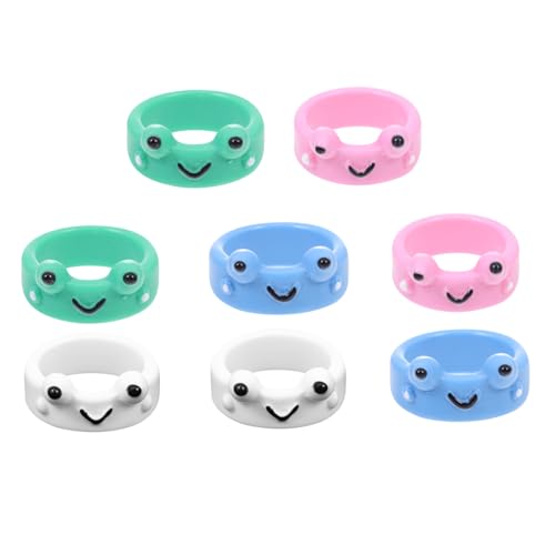 Veemoon 8Stücke Kreative Stilvolle Fingerringe für Damen Teiliges Einzigartiges Harz Ringe Modischer Schmuck für Einen Charmanten Look von Veemoon