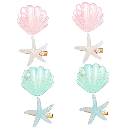 Veemoon 8stücke Muschel Haar Clips Satz Meerjungfrau Haarschmuck Für Mädchen Bunte Haarspangen Mit Seestern Und Muschel Motiven Für Meerjungfrauen Mottoparty Und Tägliches Styling von Veemoon