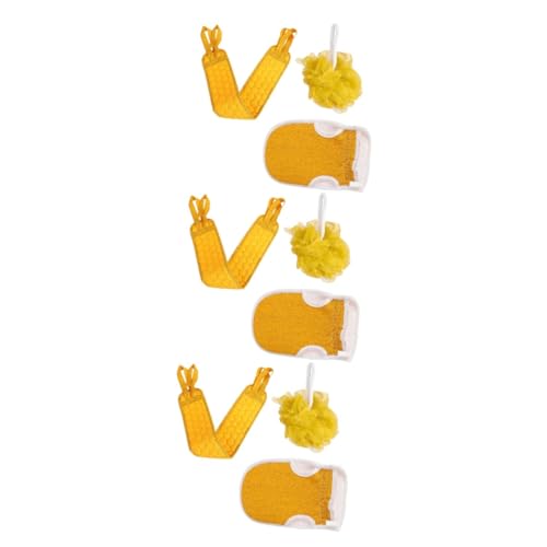 Veemoon 9 Stck. Teiliges Badehandtuch Set mit Blumenkugel Dickes Peeling Rückentuch zum Rückenmassieren und Sanften Hautpeeling Geeignet für Arme Beine und Rücken Gelb von Veemoon