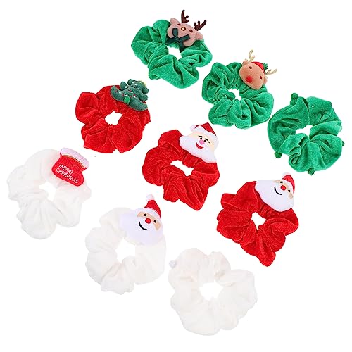 Veemoon 9 Stück Teiliges Weihnachts Haargummi aus Elastische Ponytail Halter mit Festlichem Design Geeignet für Dickes Dünnes Lockiges und Glattes Haar Haarschmuck für Damen und Mädchen von Veemoon