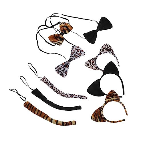 Veemoon 9 Stück Tierohren Haarreifen mit Schleifen Cartoon Kostüm Zubehör für Leicht Langlebig Passend in Tiger Leopard Muster für Cosplay Party von Veemoon