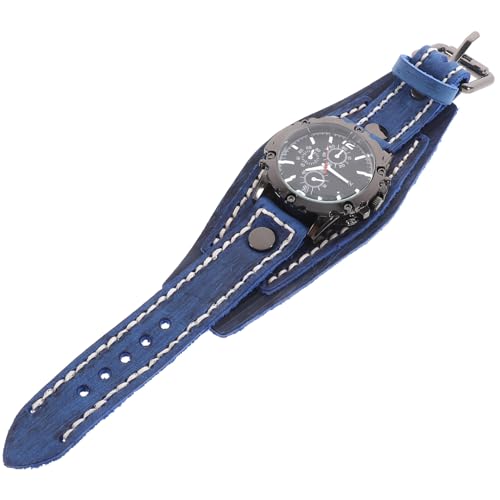 Veemoon Herrenuhr Lederarmbanduhr Rindslederarmband Große Uhr Ziffern Dekorative Uhr Für Männer Retrofarbe Anpassbares Armband von Veemoon