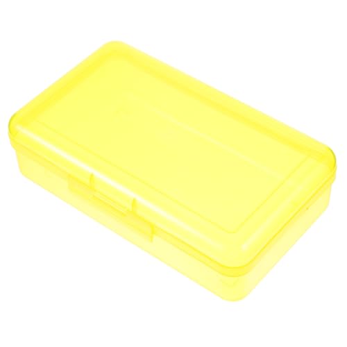 Veemoon Aufbewahrungsbox für Schreibwaren Bleistift einfach Schule tragbar Federmäppchen speziell Aufbewahrungsbehälter für Stifte Plastikbehälter Plastikstifthalter Gelb von Veemoon
