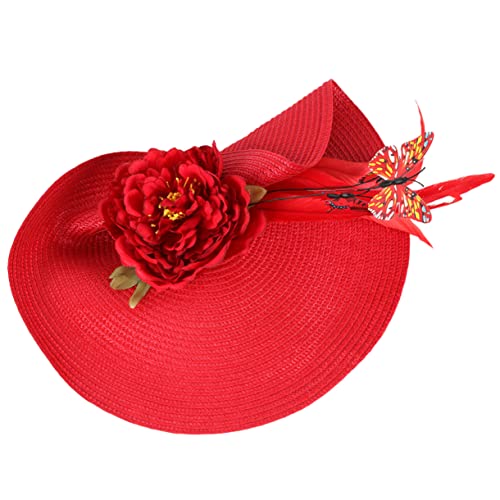 Veemoon Bankett-kopfschmuck Modischer Fascinator-hut Aus Stroh Mit Schmetterlings- Und Blumendetail Für Hochzeit Geburtstag Cosplay Veemoon Bankett-kopfschmuck Modischer Fascinator-hut Aus Stroh Mit Schmetterlings- Und Blumendetail Für Hochzeit Geburtstag Cosplay von Veemoon