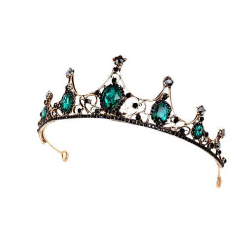 Veemoon Barock Vintage Tiara Krone mit Grünem Schmuckstein Leichtes Braut Haaraccessoire für Hochzeit Verlobung Party und Festliche Anlässe Langlebiges Material Farbverlust Auffälliges von Veemoon