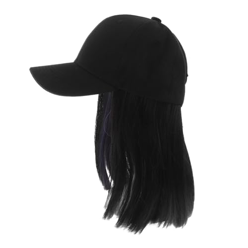 Veemoon Baseball Cap mit Natürlichem Haaransatz Verstellbar Damen Mütze mit Ohrhängern Modischer Look Schwarz für Alltag Party Sport von Veemoon